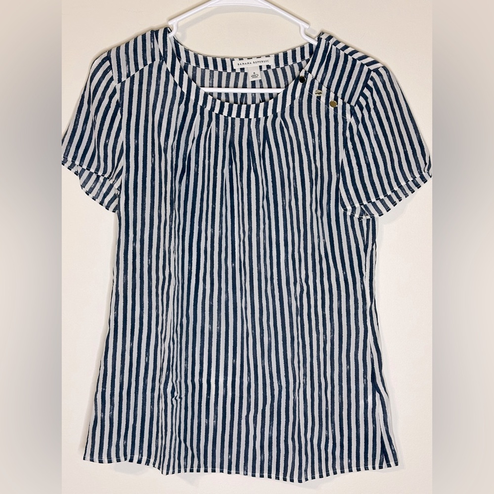 Banana Republic Striped Silk Blouse, Size 6